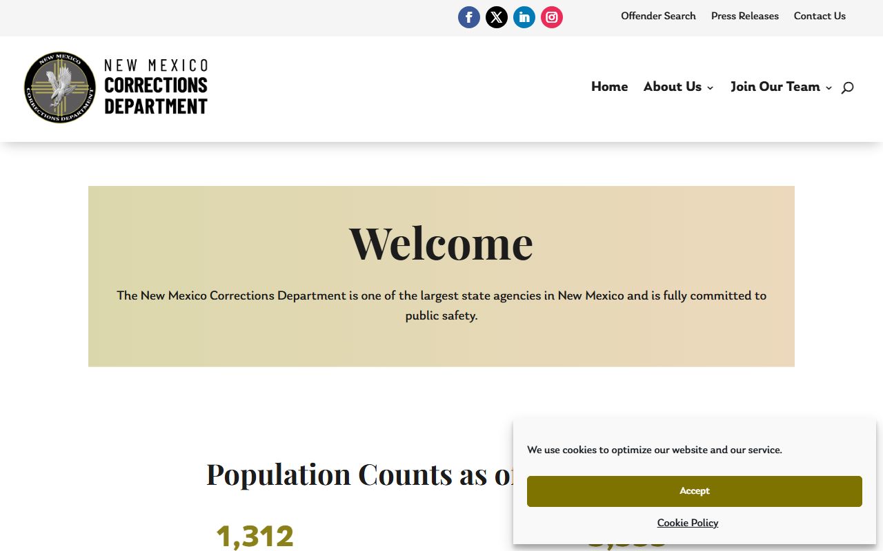 New Mexico inmate population NMCD home page counter